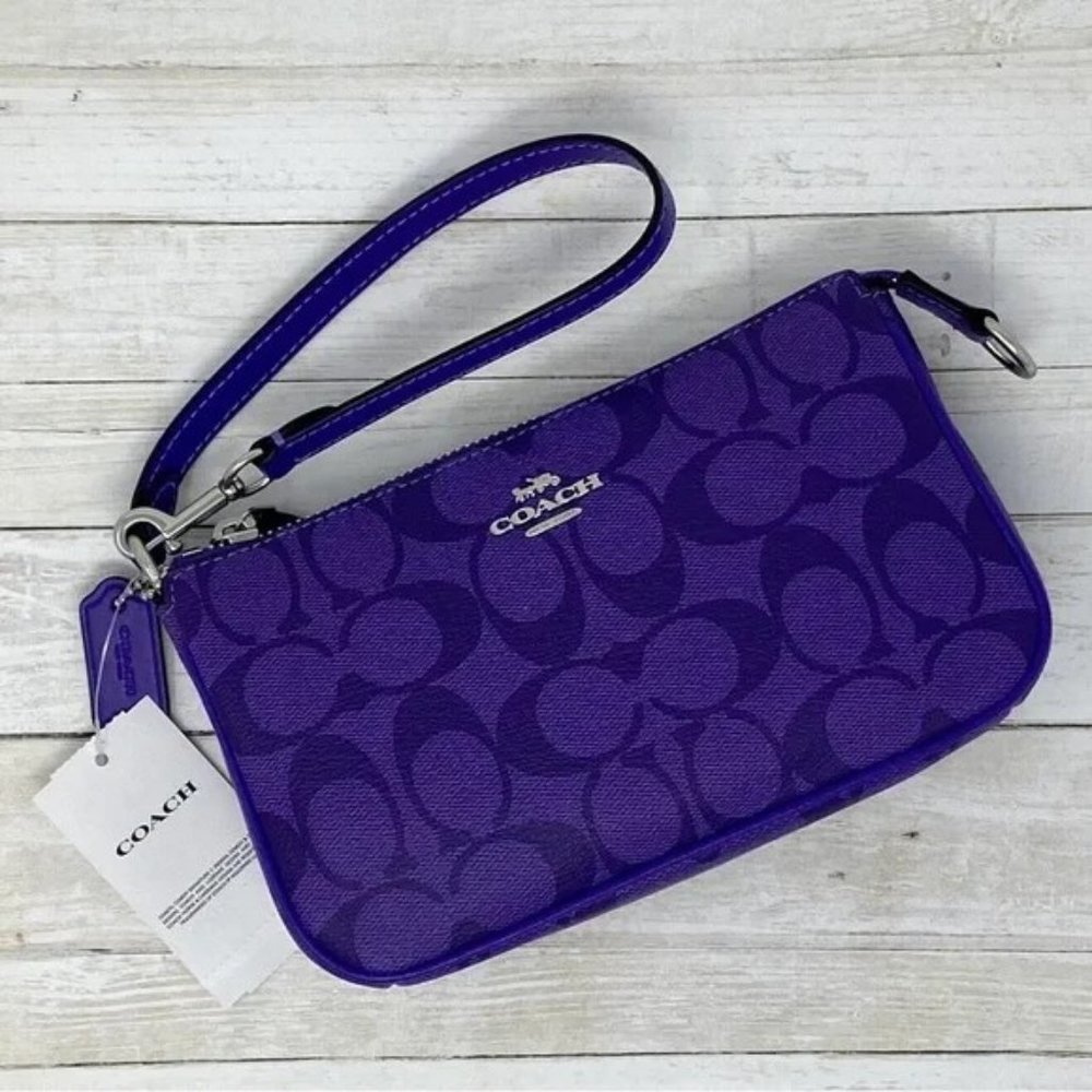 NWT Coach Nolita 19 Purse or Wristlet In Signature Canvas (Purple)